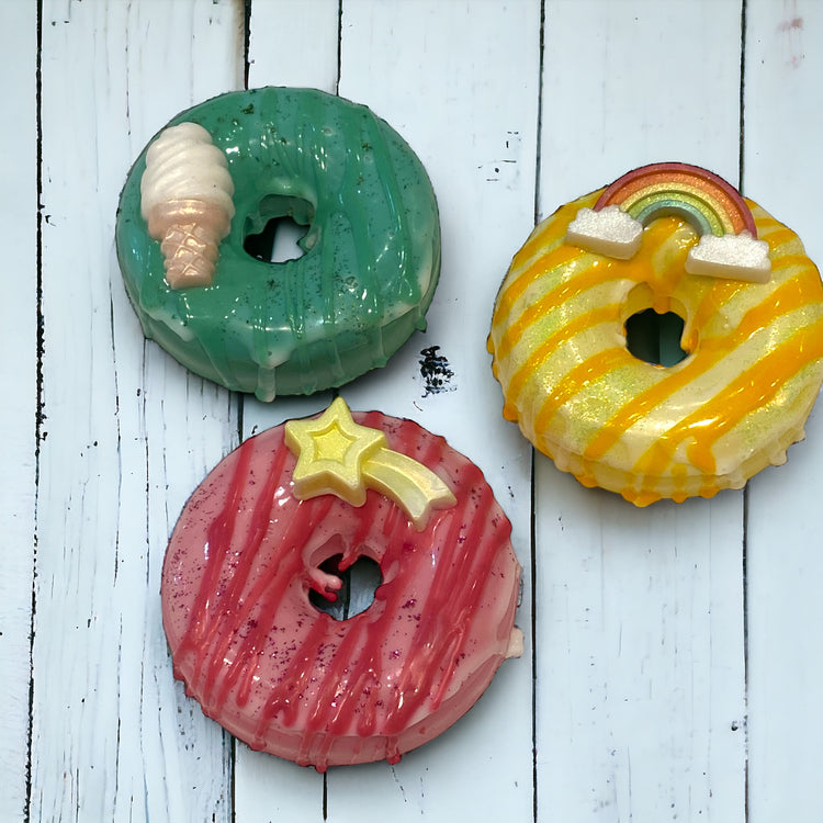 crazy fun kids soaps picture of three donut shaped soaps