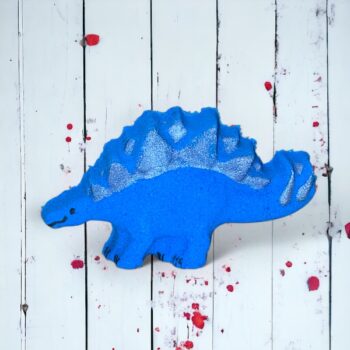 Stegosaurus Bath Bombs blue bath bomb on white background