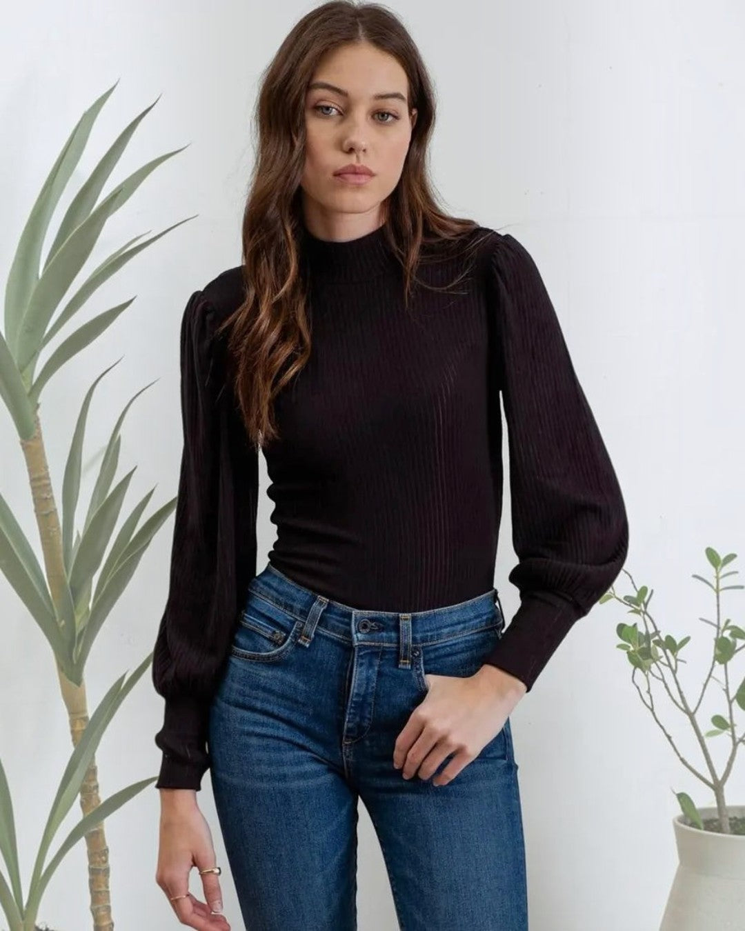Black Mock Neck Ribbed Top - Calla Lily Cosmetics + CL kids