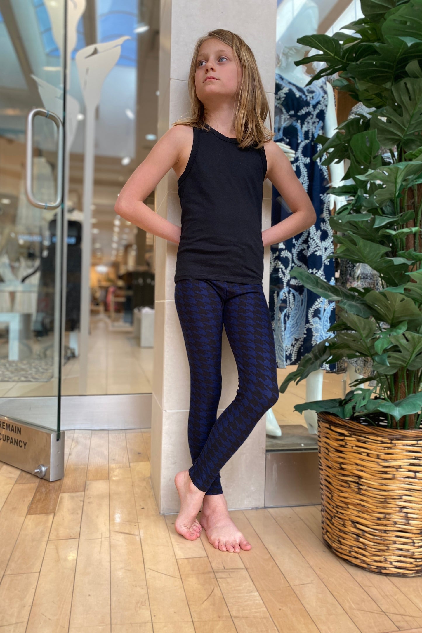 Kids Blue & Black Print Leggings - Calla Lily Cosmetics + CL kids