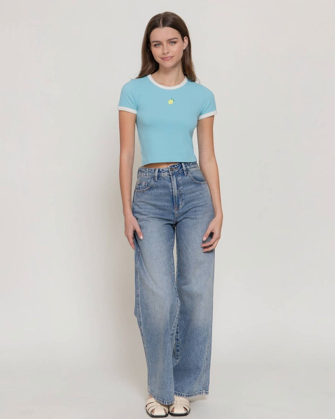 Crew Neck Embroidery Seamless Top