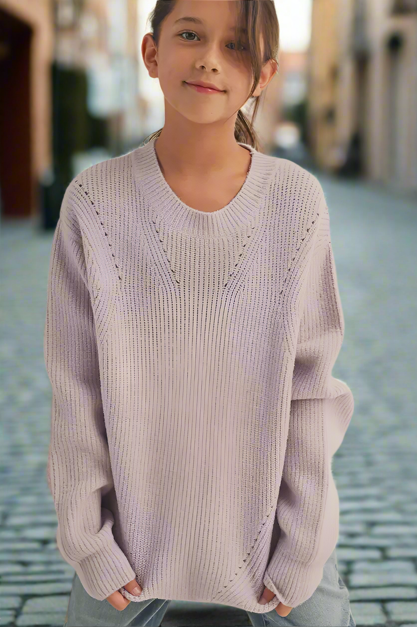 Lavender Long Sleeve Sweater-Tween - Calla Lily Cosmetics + CL kids