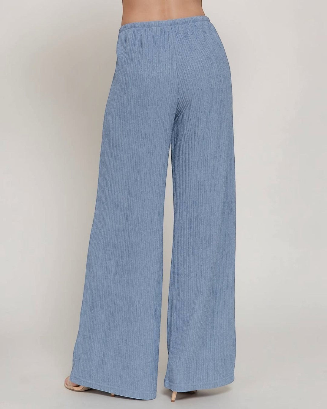 Light Blue Crinkle Knit Long Pants