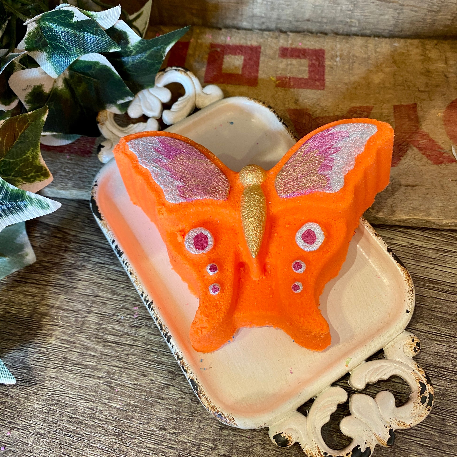 Butterfly Bath Bomb - Orange - Calla Lily Cosmetics + CL kids