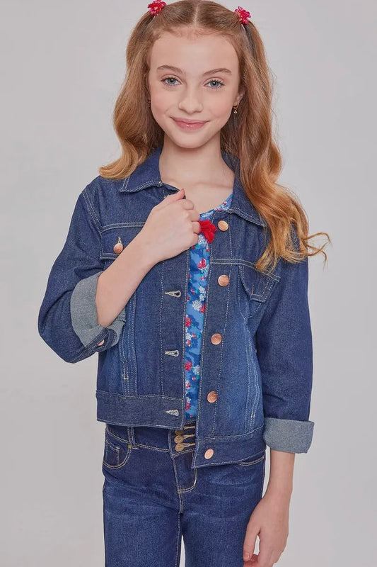Kids Jean Jacket- Dark Wash - Calla Lily Cosmetics + CL kids