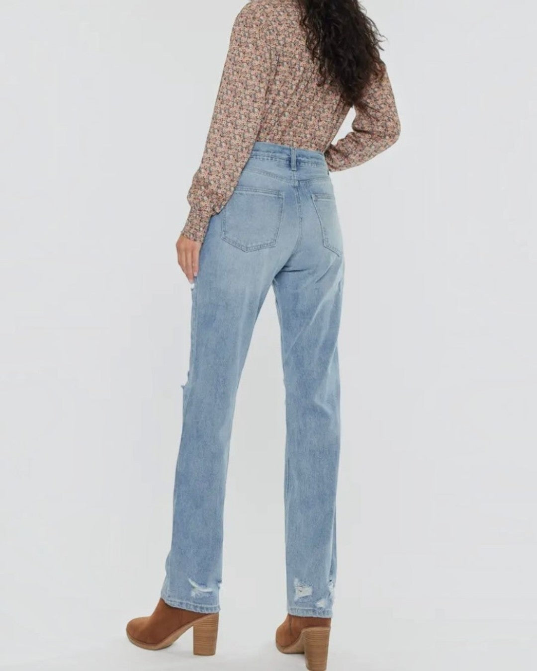 Kan Can Distressed Straight Leg Jeans - Calla Lily Cosmetics + CL kids