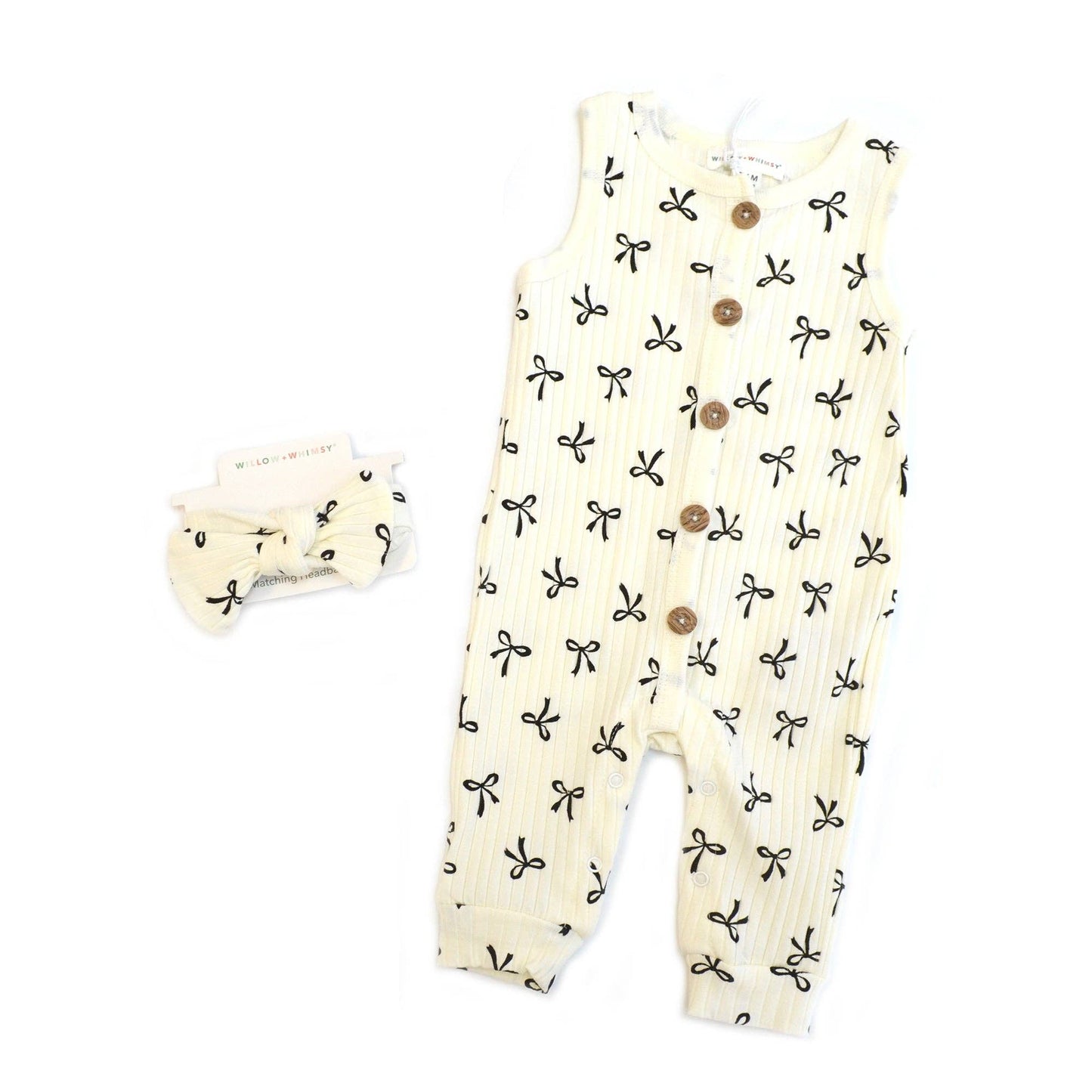 2 Piece Sleeveless Willow + Whimsy Coverall & Headband Set