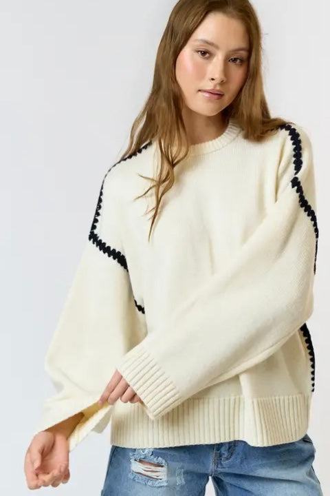 Contrast Stitch Sweater - Calla Lily Cosmetics + CL kids