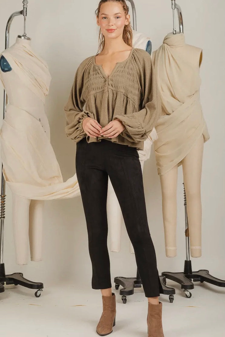 Faux Suede Leggings - Black - Calla Lily Cosmetics + CL kids