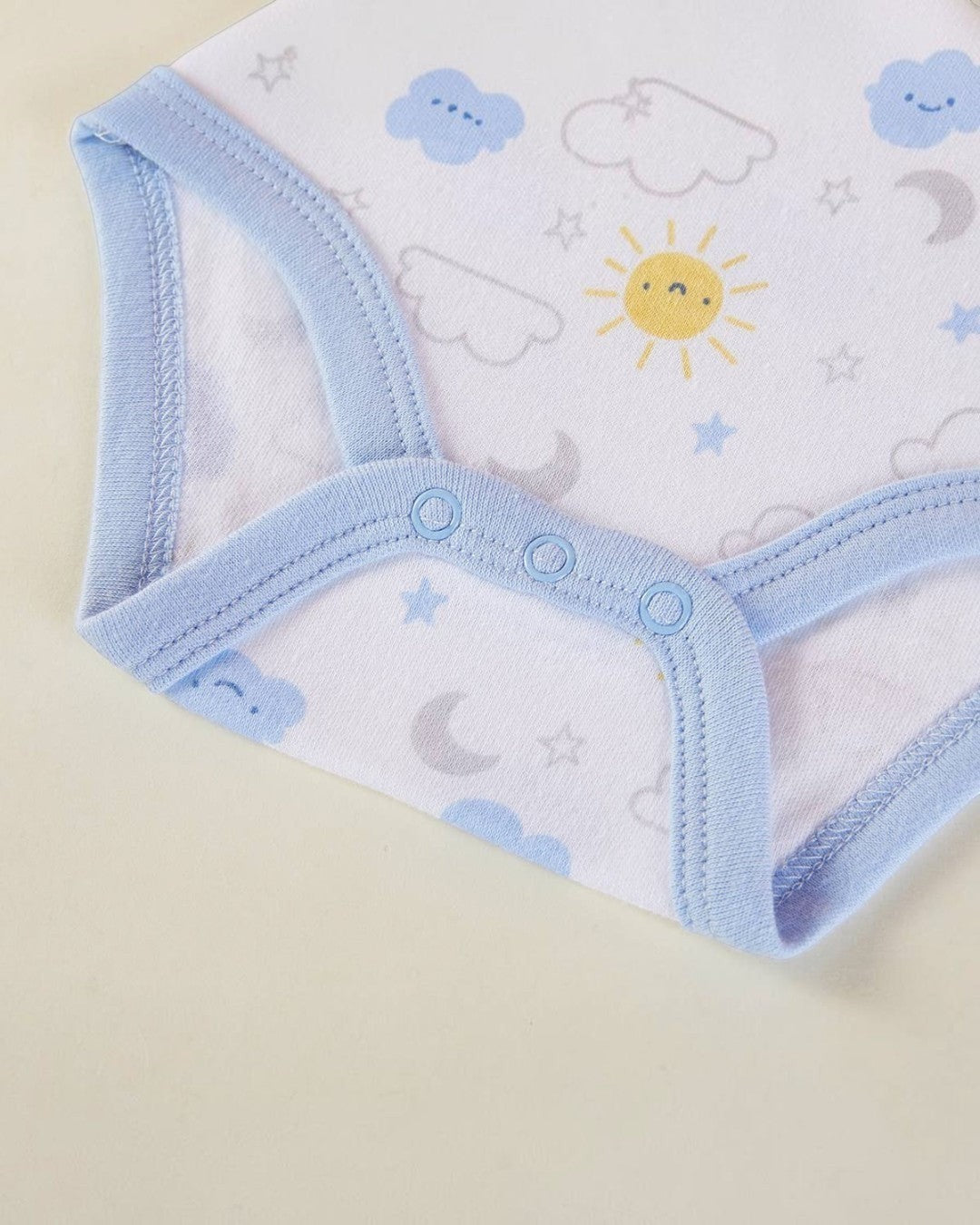 Baby underwear with blue waistband on a light background