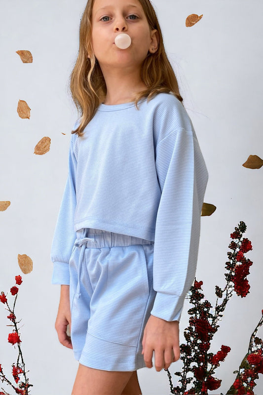 Baby Blue Shorts & Sweatshirt - Calla Lily Cosmetics + CL kids