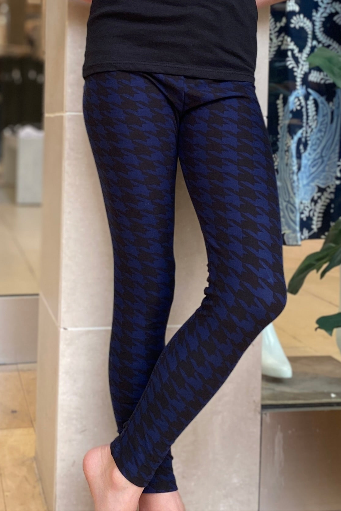 Kids Blue & Black Print Leggings - Calla Lily Cosmetics + CL kids