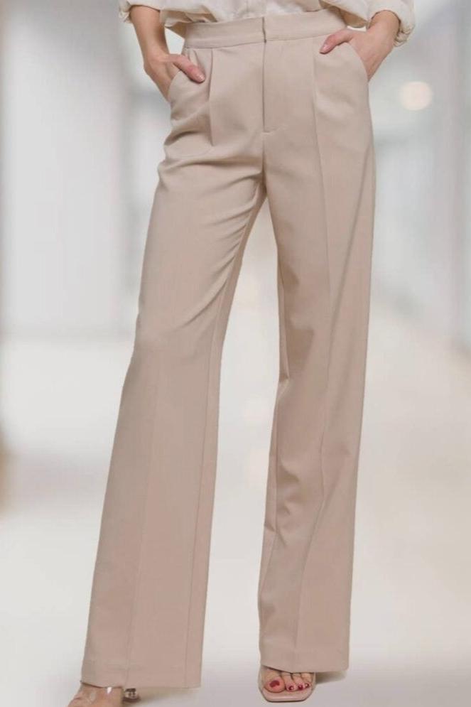 Camel Pleated Dress Pants - Calla Lily Cosmetics + CL kids