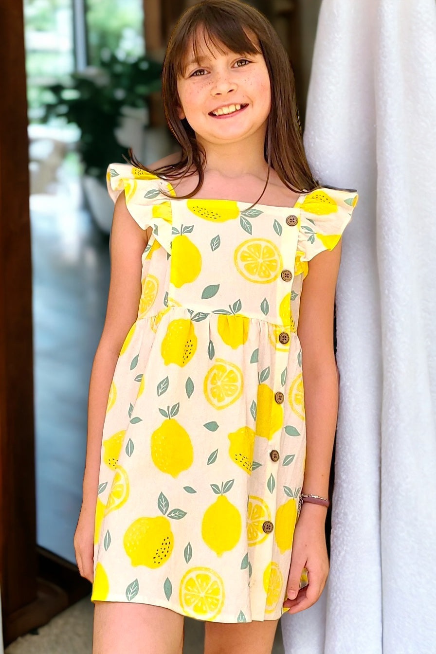 Lemon Button Dress