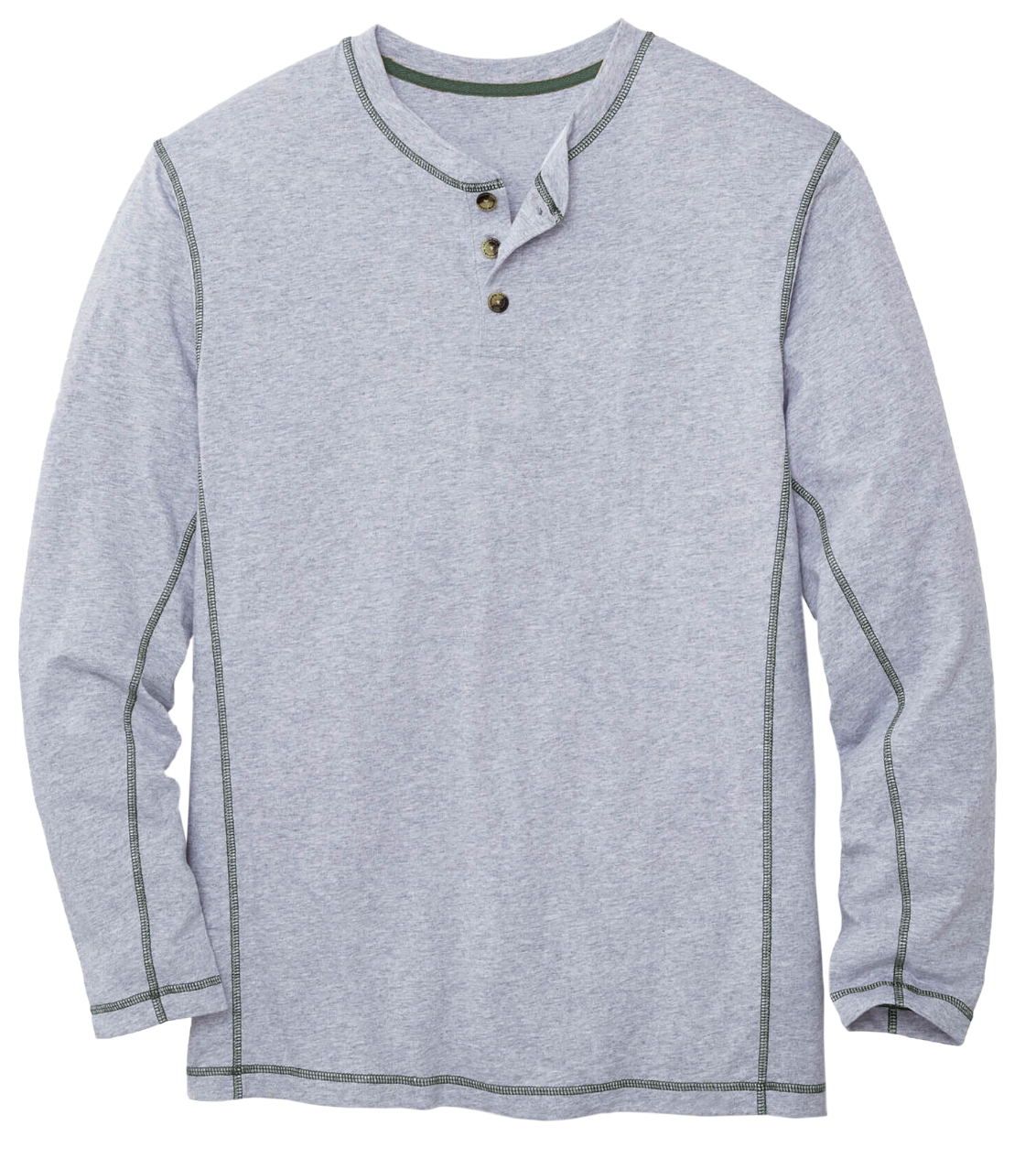Boy's Grey Henley Long Sleeve Contrast Stitch Pullover