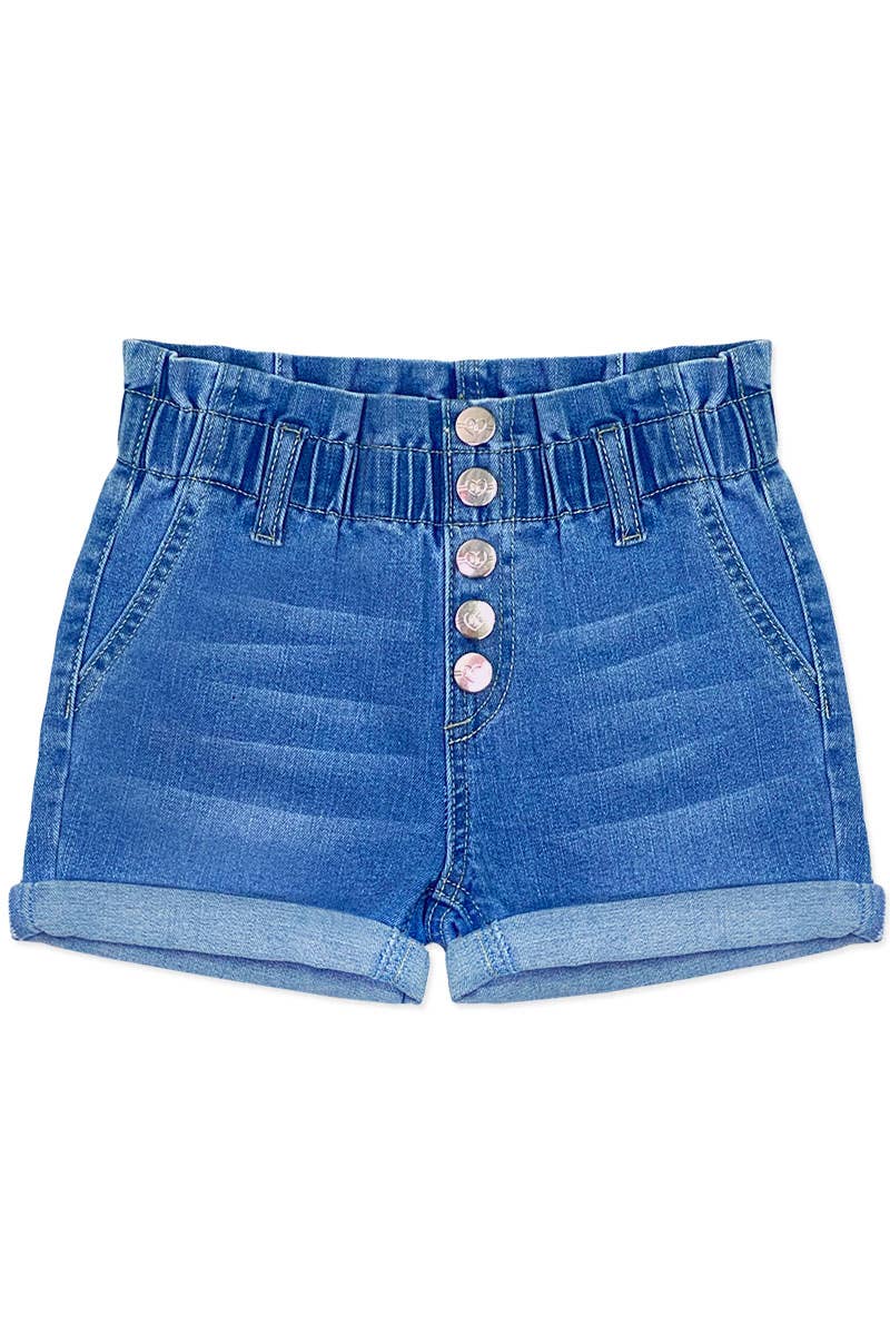 Girl's Denim Shorts with Paperbag Waistband