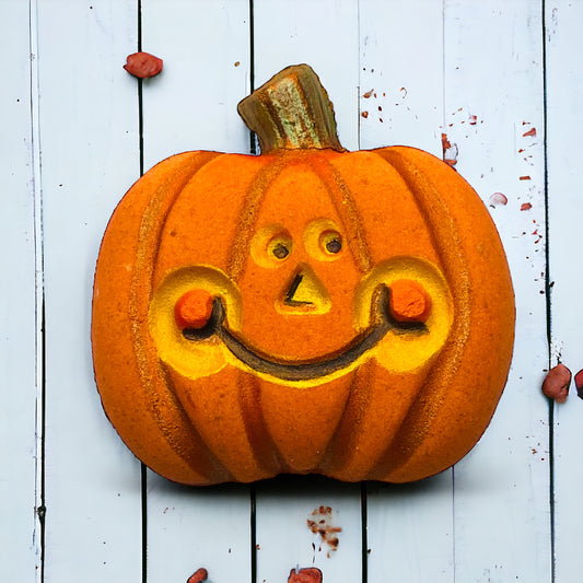 Happy Face Pumpkin Bath Bomb - Calla Lily Cosmetics + CL kids