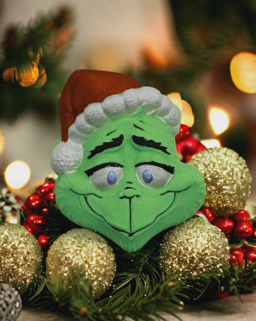 Hand Painted Grinch Bath Bomb 2