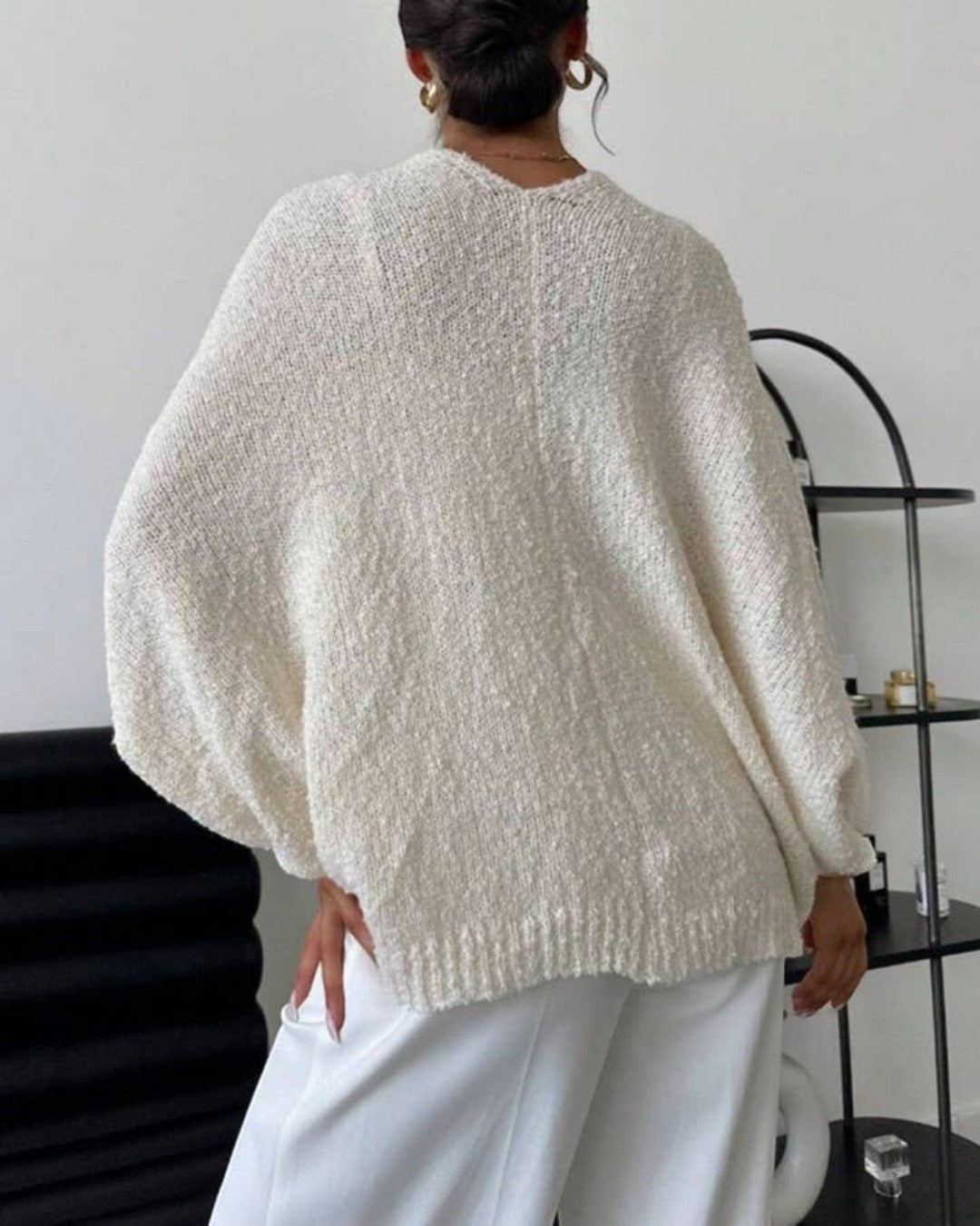 Cream Crossover Knit Cardigan