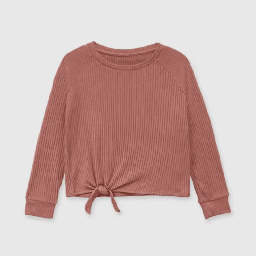Mauve Rib Knit Long Sleeve Top - Tween - Calla Lily Cosmetics + CL kids