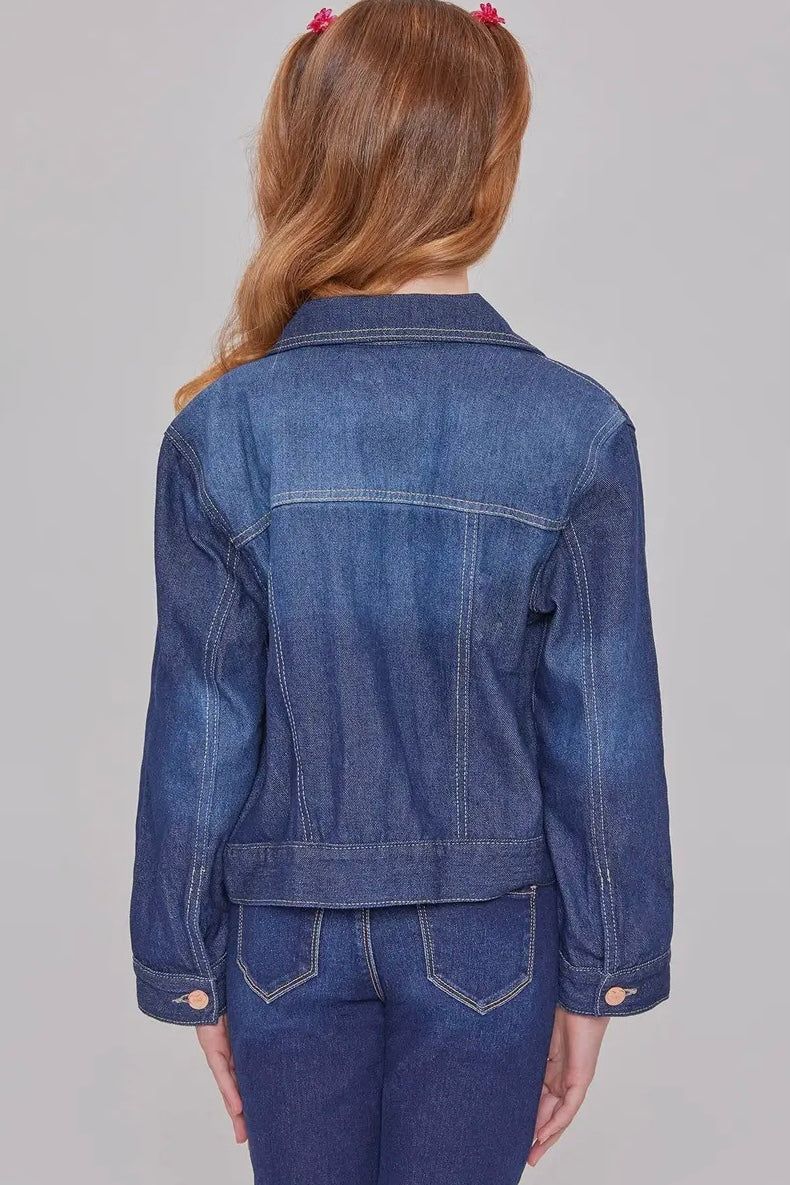 Kids Jean Jacket- Dark Wash - Calla Lily Cosmetics + CL kids