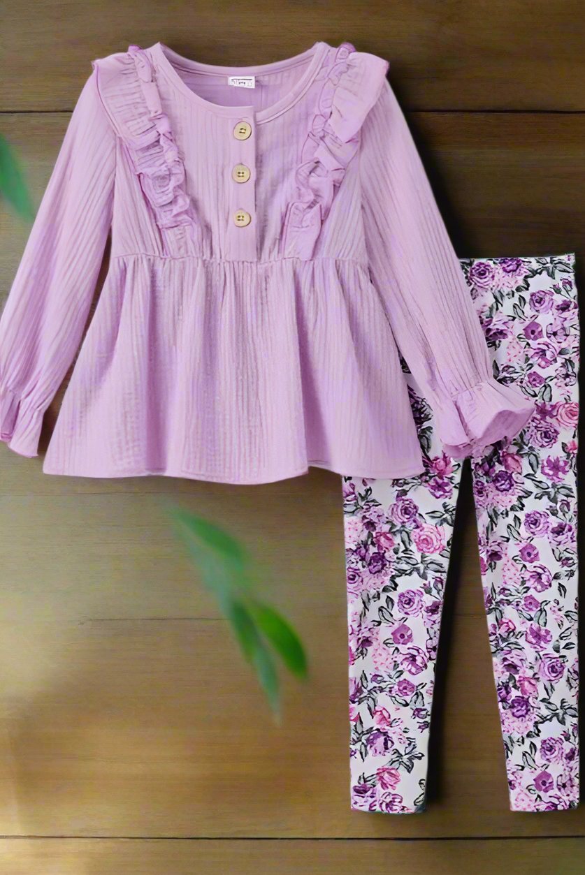 Ruffled Top & Floral Leggings set - Calla Lily Cosmetics + CL kids