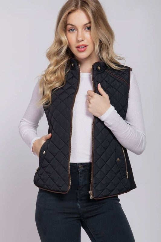 Black Slim Fit Quilted Vest - Calla Lily Cosmetics + CL kids
