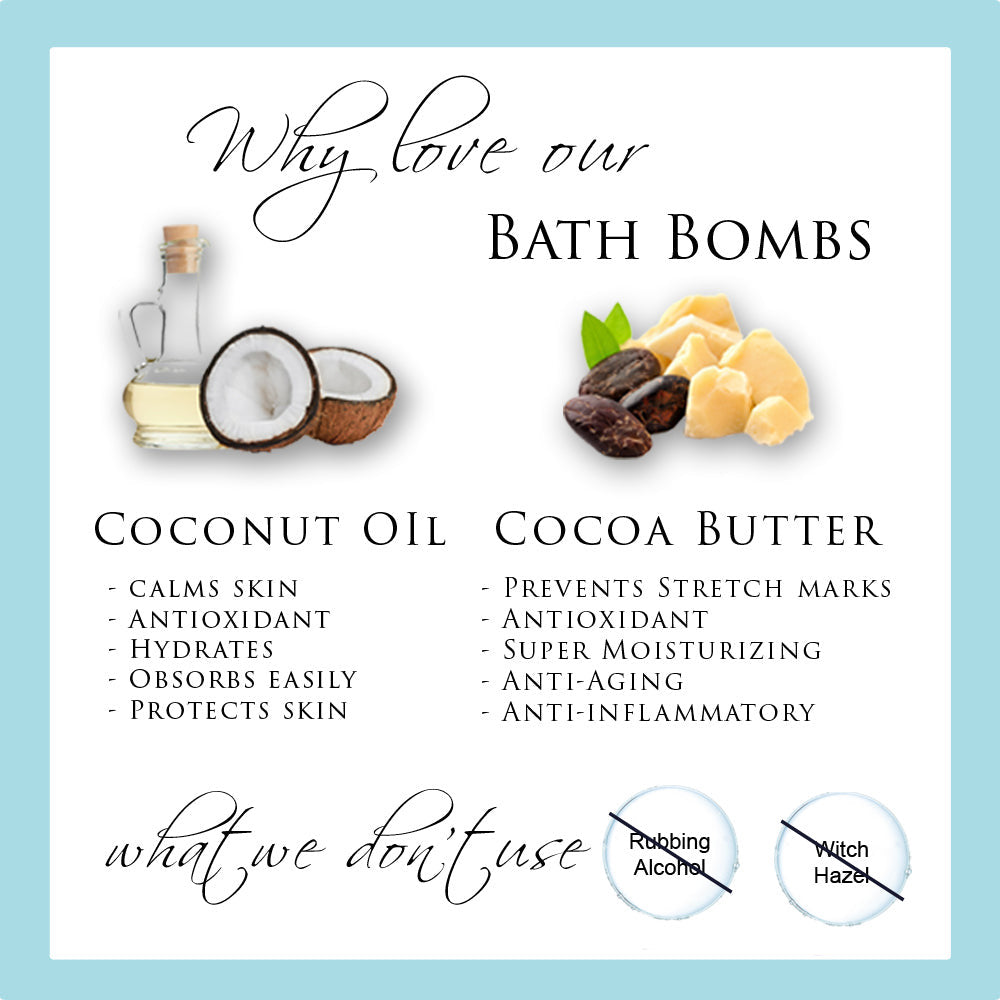 All natural cocoa butter and coconut oil bath bombs