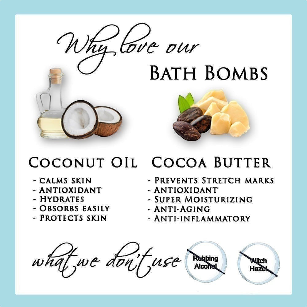 All natural cocoa butter and coconut oil bath bombs