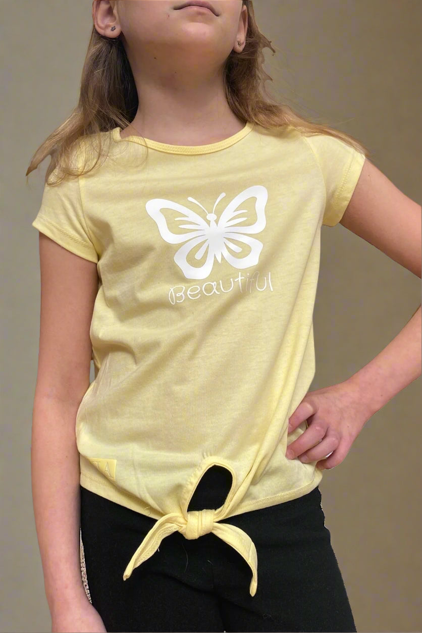 Girl’s Knot Tee - Light Yellow - Calla Lily Cosmetics + CL kids