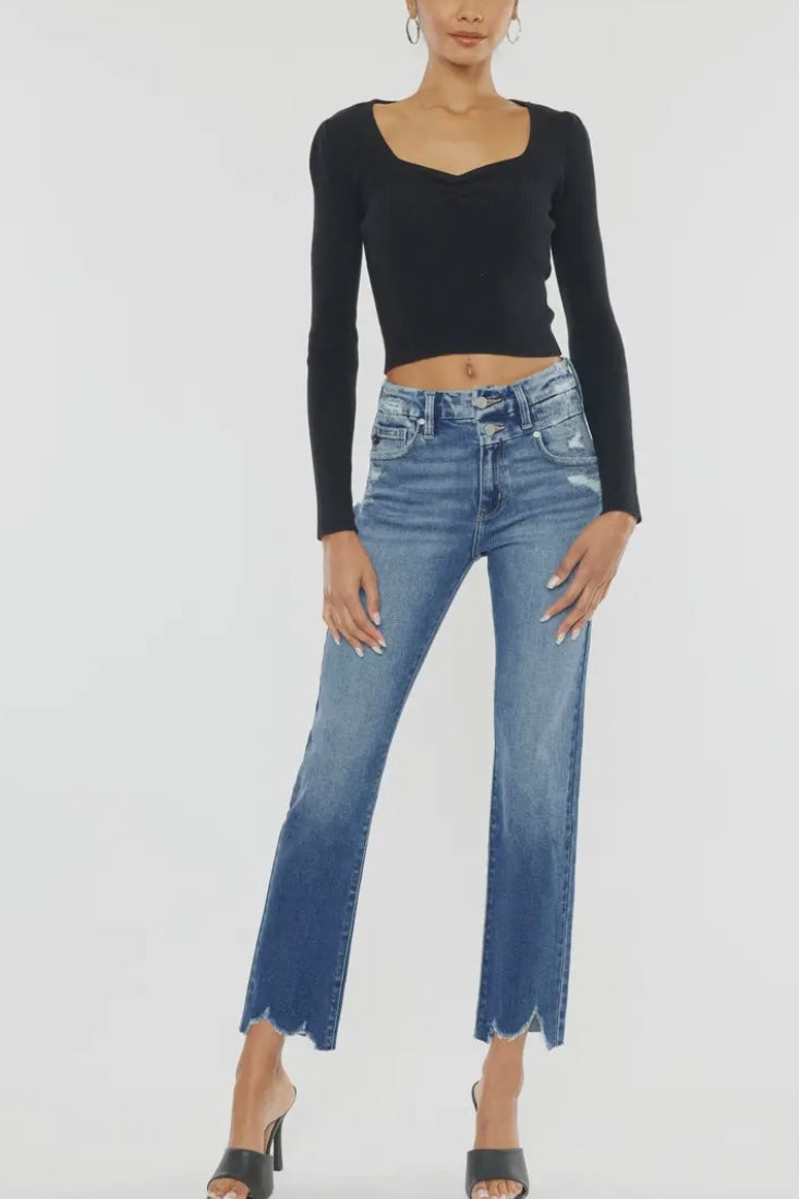 Kan Can High Waist Straght Leg Jeans - Calla Lily Cosmetics + CL kids