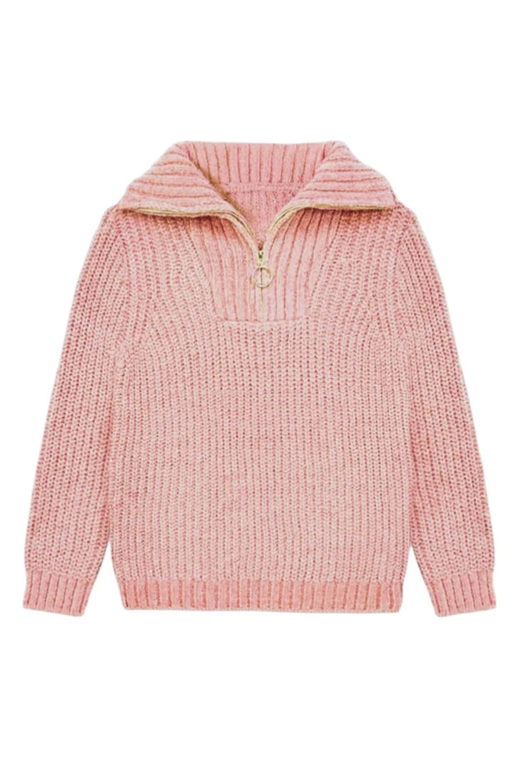 Pink checkered sweater on a white background