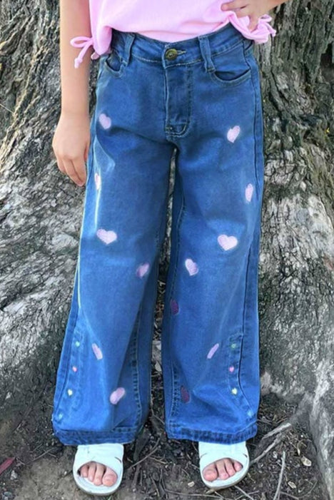 Girls Jeans w/ Pink Hearts - Calla Lily Cosmetics + CL kids