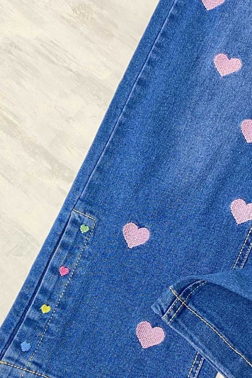 Girls Jeans w/ Pink Hearts - Calla Lily Cosmetics + CL kids