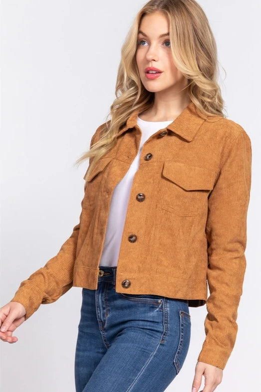 Junior - Camel Corduroy Jacket - Calla Lily Cosmetics + CL kids