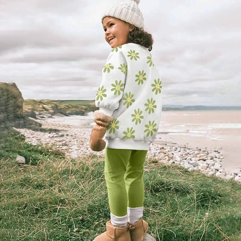 Green Flower Sweatshirt/Legging Set - Calla Lily Cosmetics + CL kids