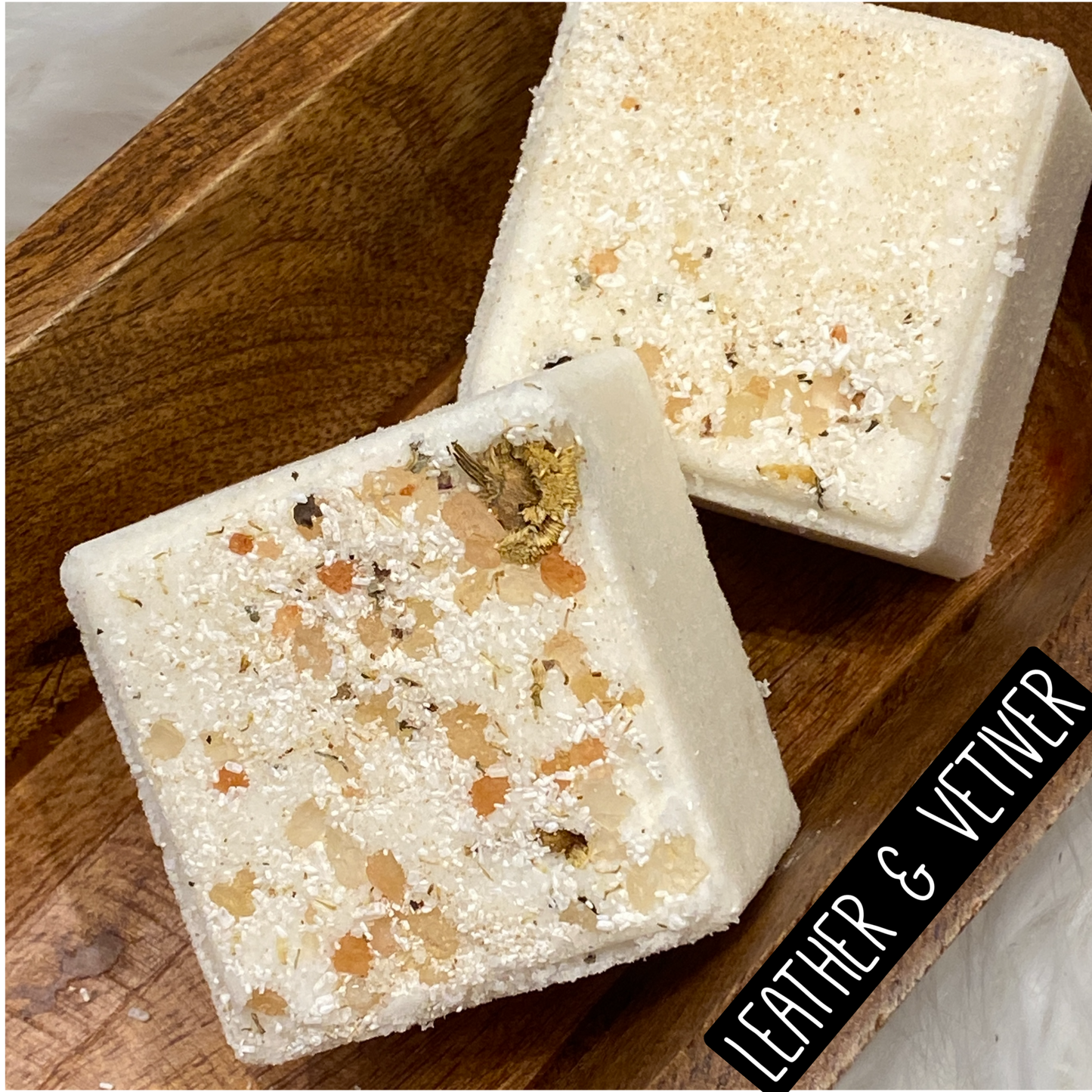 Square Goat Milk Bath Bomb - Leather and Vetiver