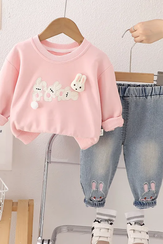 Pink Bunny Ear Sweatshirt Set - Calla Lily Cosmetics + CL kids