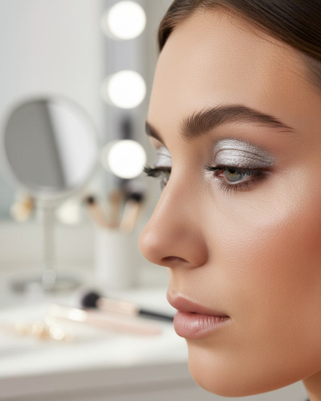 Calla Lily Cosmetics Sterling Shimmer Shadow, sheer silver mineral eyeshadow with a radiant finish.