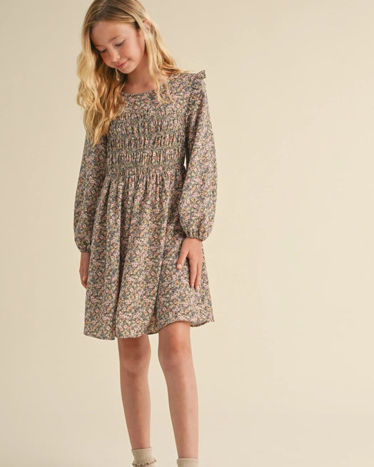 Tween Long Sleeve Smocked Dress - Calla Lily Cosmetics + CL kids