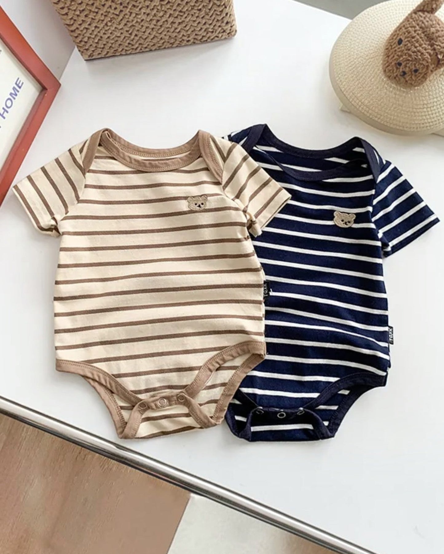 Baby Cute Bear Short Sleeve Oversized Romper - Onesie