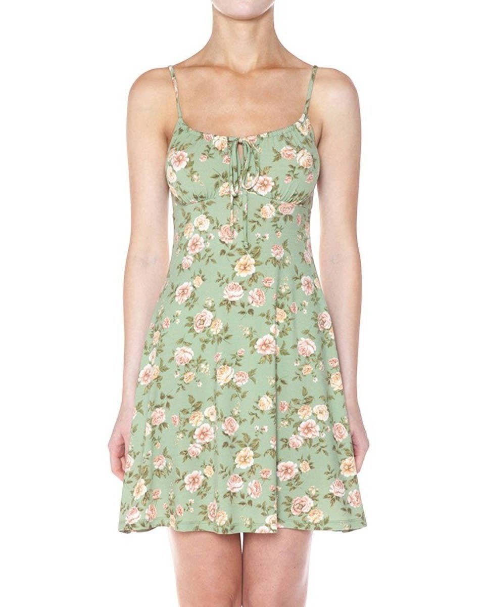Green floral dress on a white background