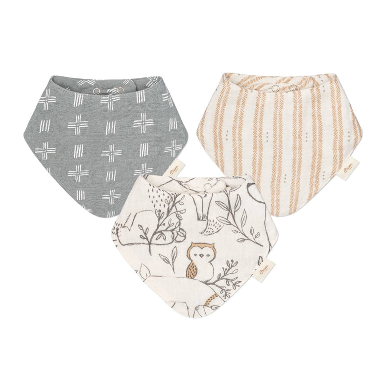 Crane Baby 3-Pc. Muslin Bib Set - Forest - Calla Lily Cosmetics + CL kids