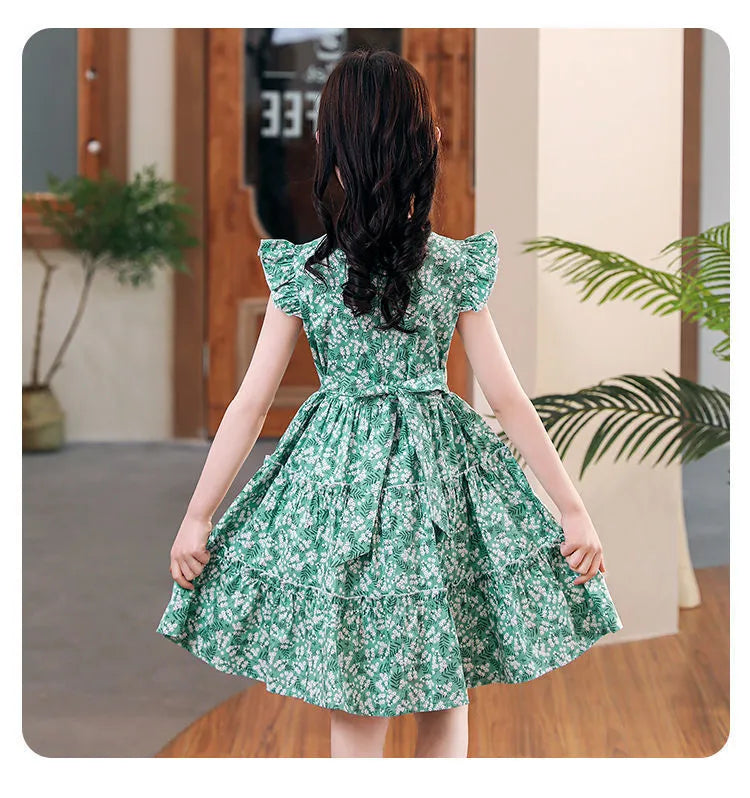 Green Tiny Flower Dress - Calla Lily Cosmetics + CL kids