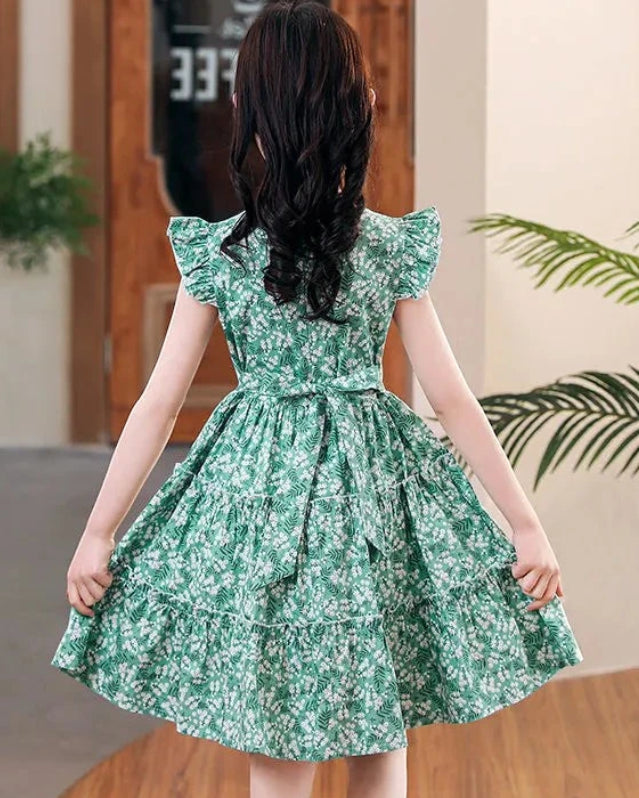 Green Tiny Flower Dress - Calla Lily Cosmetics + CL kids
