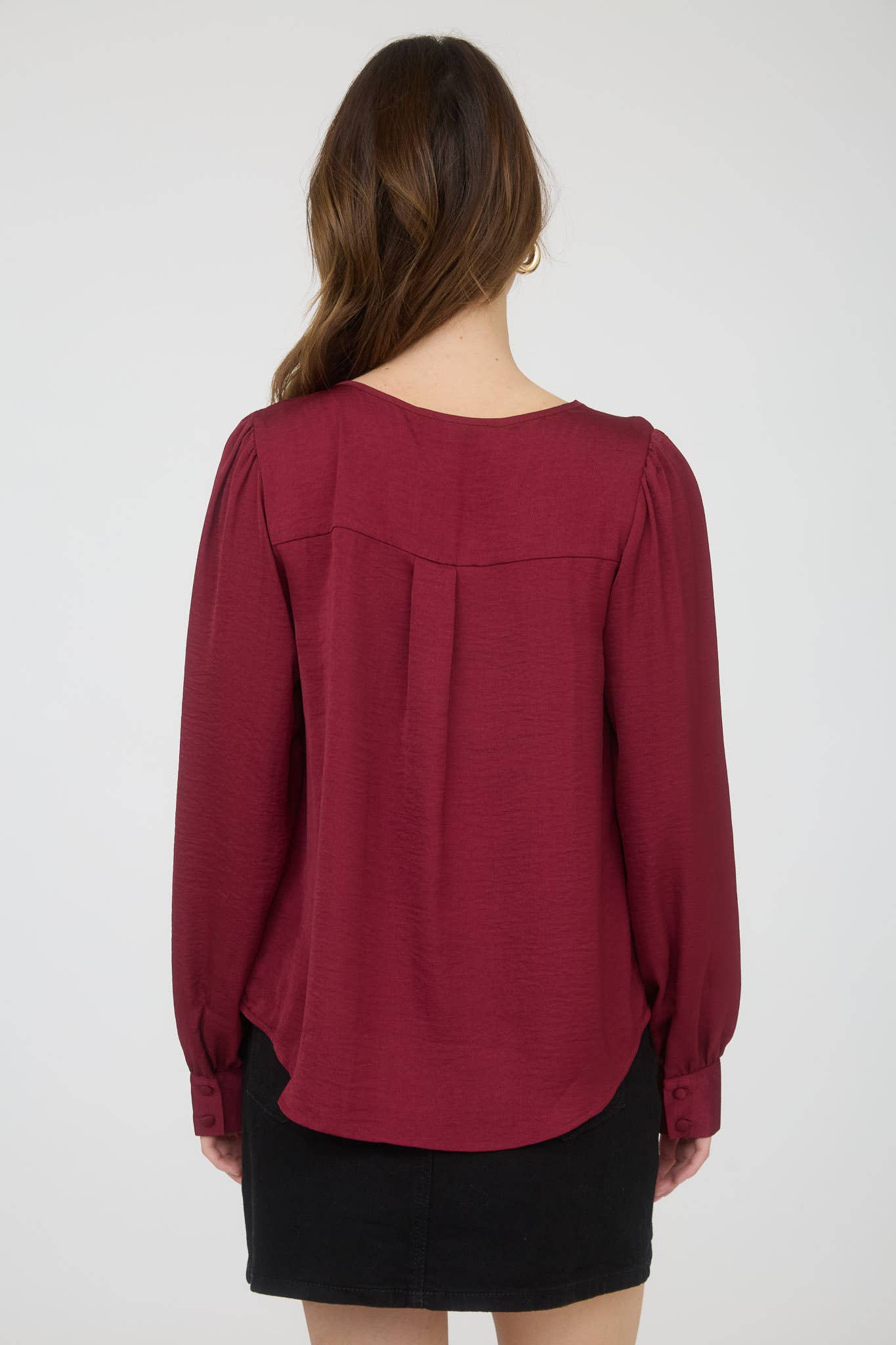 Satin V-Neck Button Down