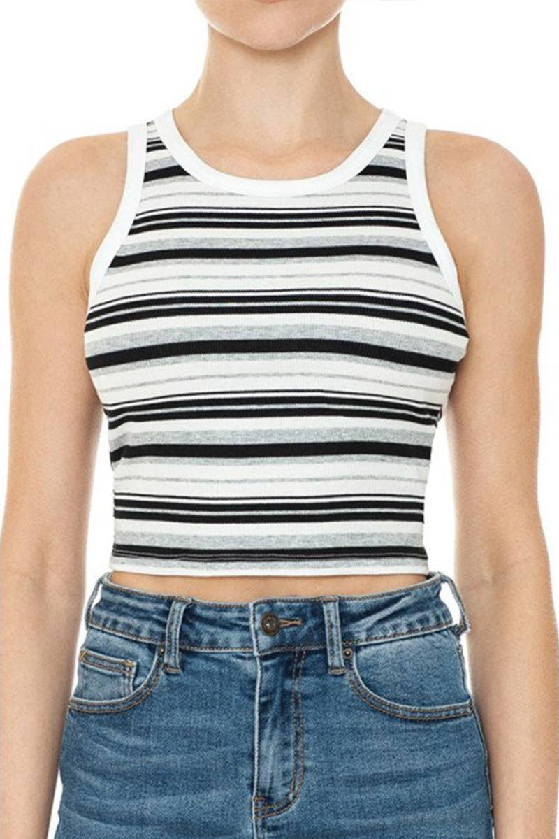 Stripped Tank Top - BLack