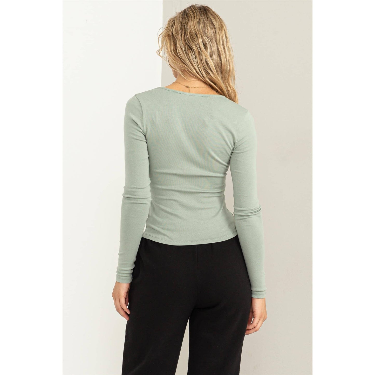 Soft Sage Easy Going Ruched Top