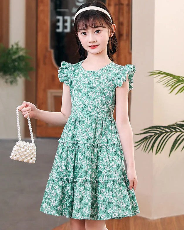 Green Tiny Flower Dress - Calla Lily Cosmetics + CL kids