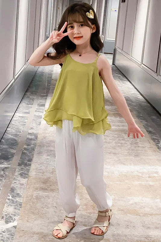 Green Flowy Tank and Pant Set - Calla Lily Cosmetics + CL kids